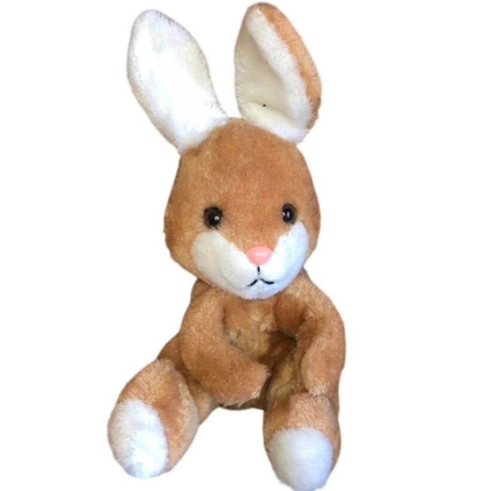 Vintage‎ R Dakin  Tan White Plush Bunny Rabbit Stuffed Animal Pink Nose San Fran